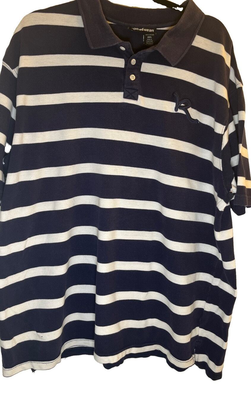 Men’s Rocawear Navy | White | Blue Big & Tall Polo Shirt